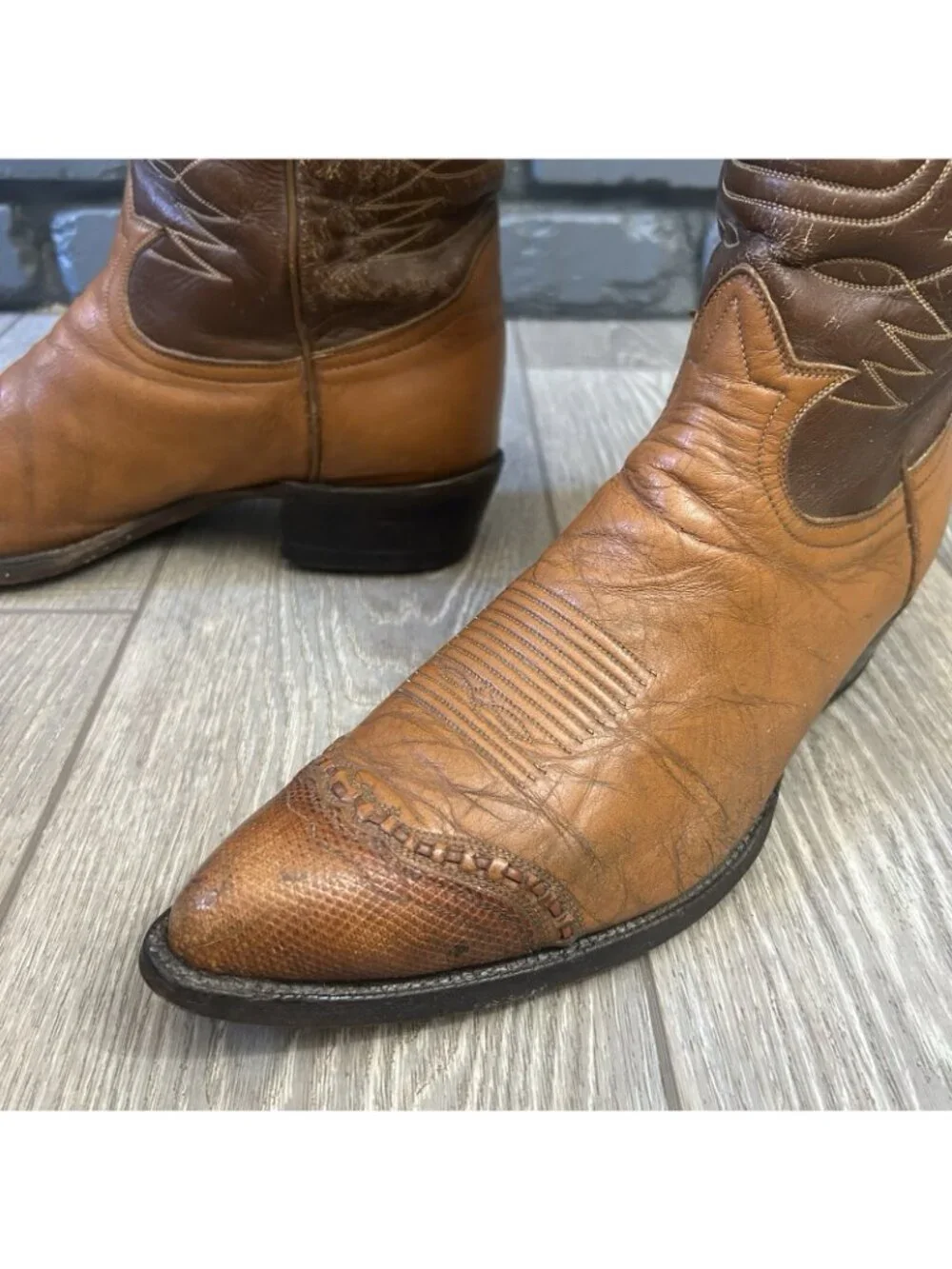 Tony Lama Vintage Gold Label Wingtip Western Cowboy Boots Mens 13 D
